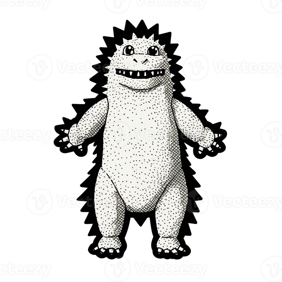 Godzilla isolated on transparent background, , digital illustration. png