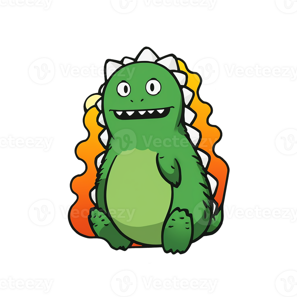 Godzilla isolated on transparent background, , digital illustration. png