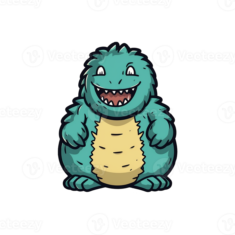Godzilla isolated on transparent background, , digital illustration. png