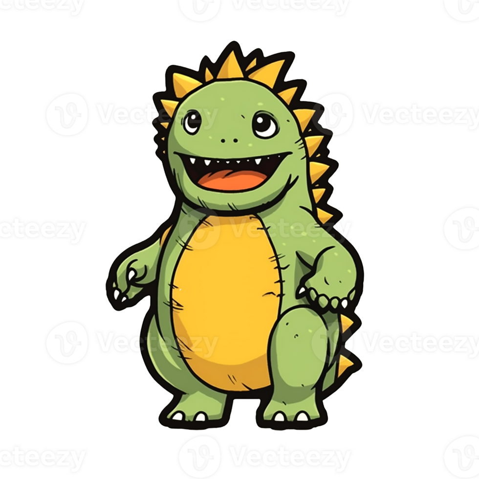 Godzilla isolated on transparent background, , digital illustration. png