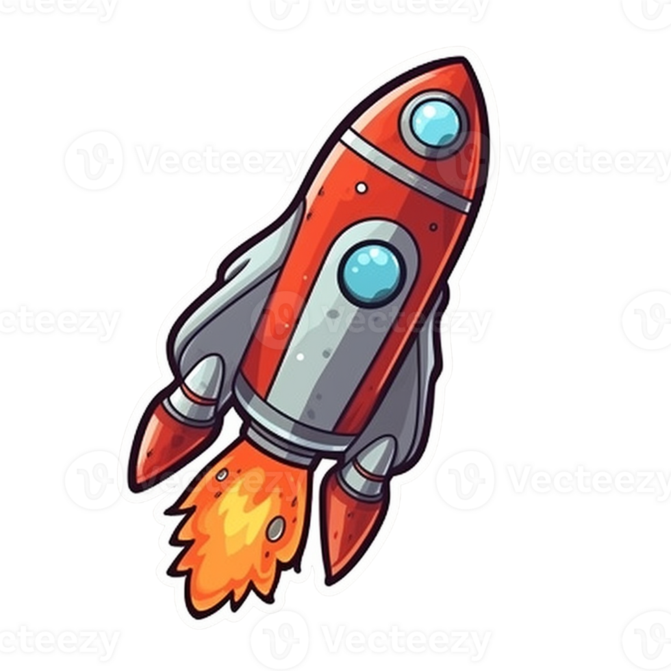 rocket cartoon digital illustration, , transparent background png