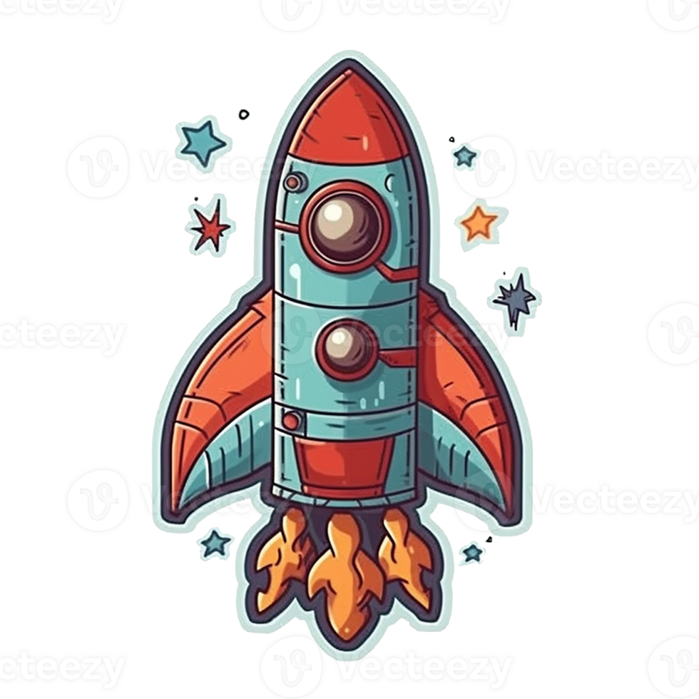 rocket cartoon digital illustration, , transparent background png