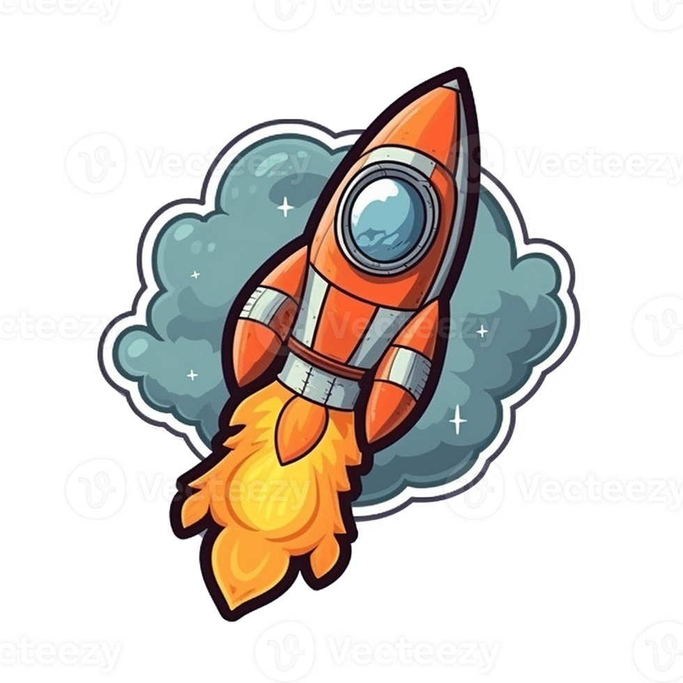 rocket cartoon digital illustration, , transparent background png