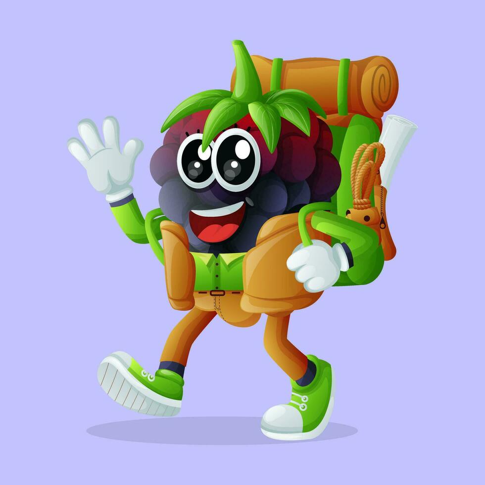 Cute blackberry character on vacation vector