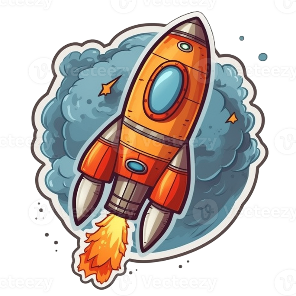 rocket cartoon digital illustration, , transparent background png