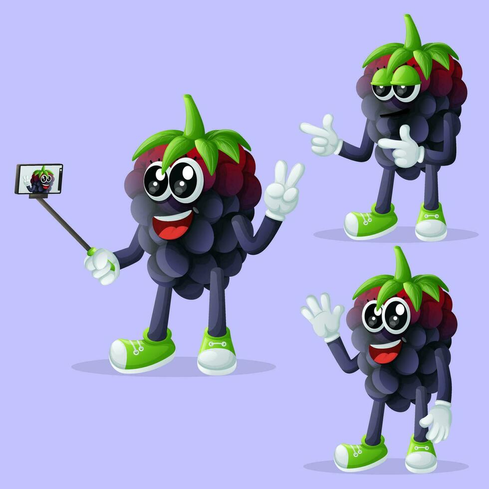 Cute blackberry characters as narcissistic vector