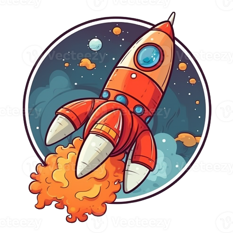 rocket cartoon digital illustration, , transparent background png