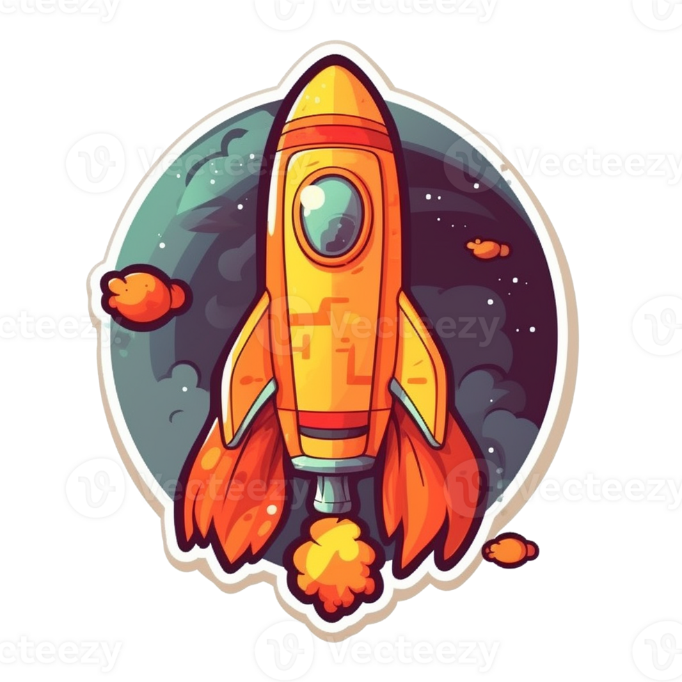 rocket cartoon digital illustration, , transparent background png