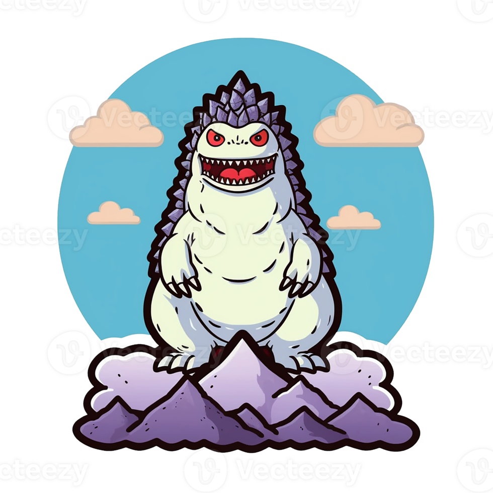 Godzilla isolated on transparent background, , digital illustration. png