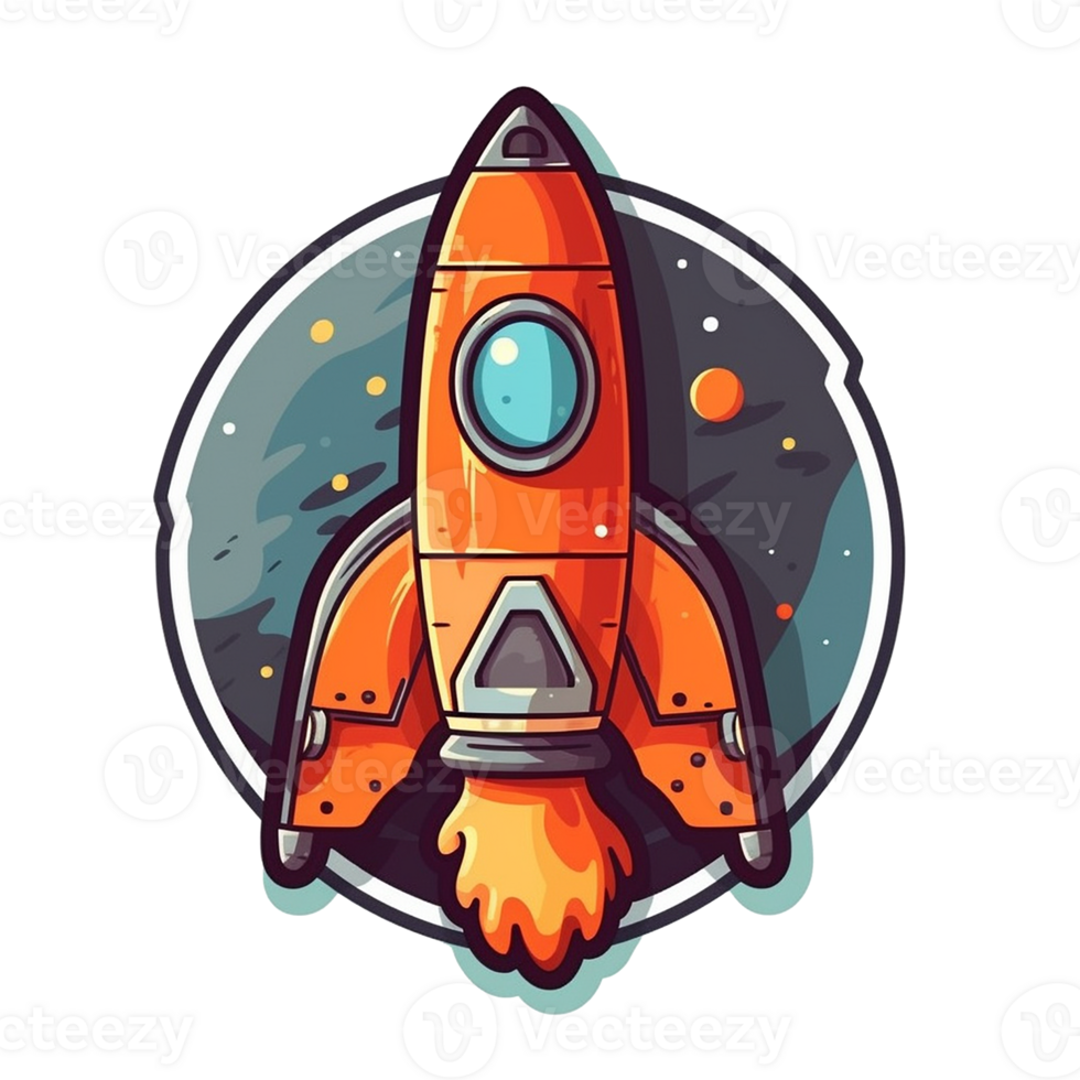 rocket cartoon digital illustration, , transparent background png