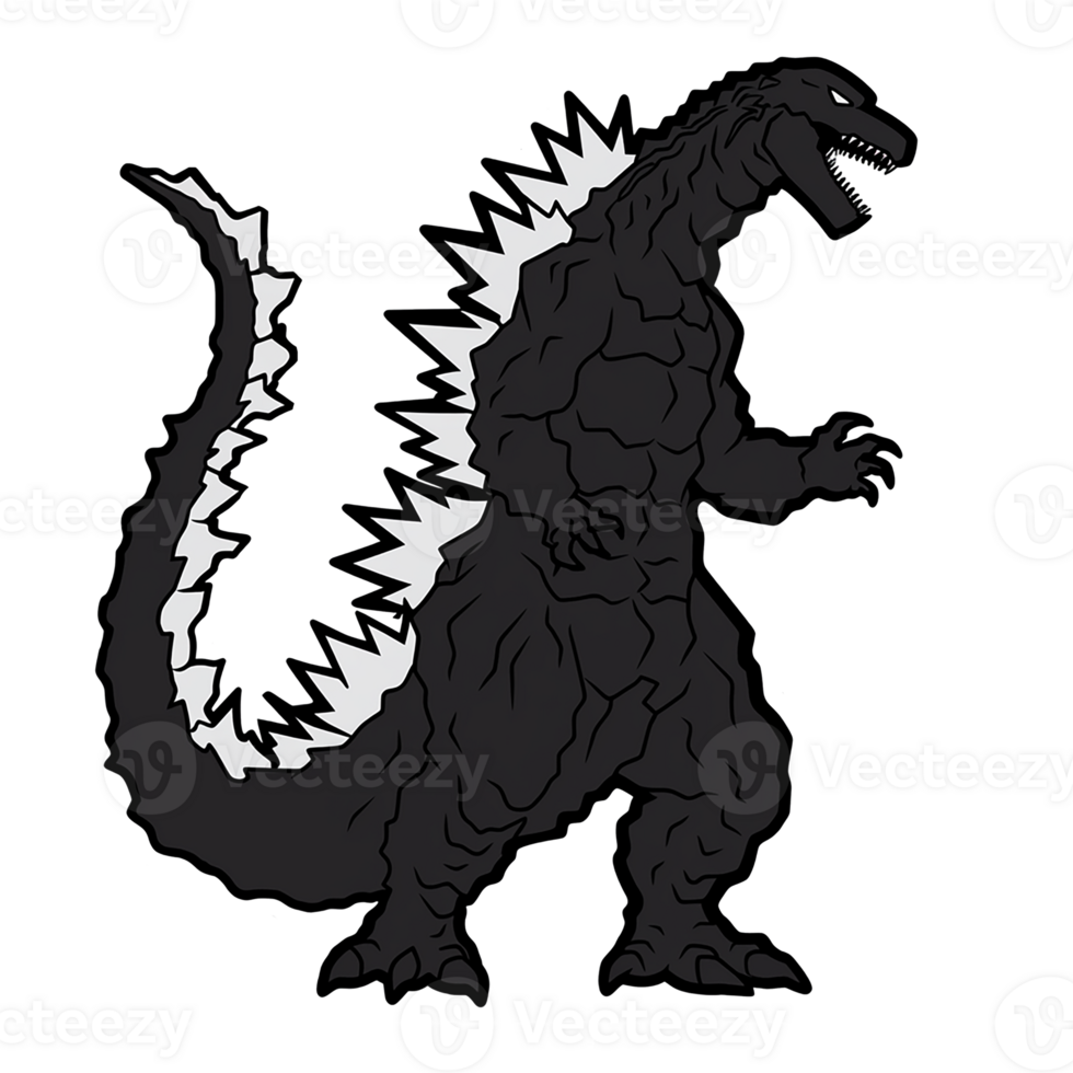 Godzilla isolated on transparent background, , digital illustration. png