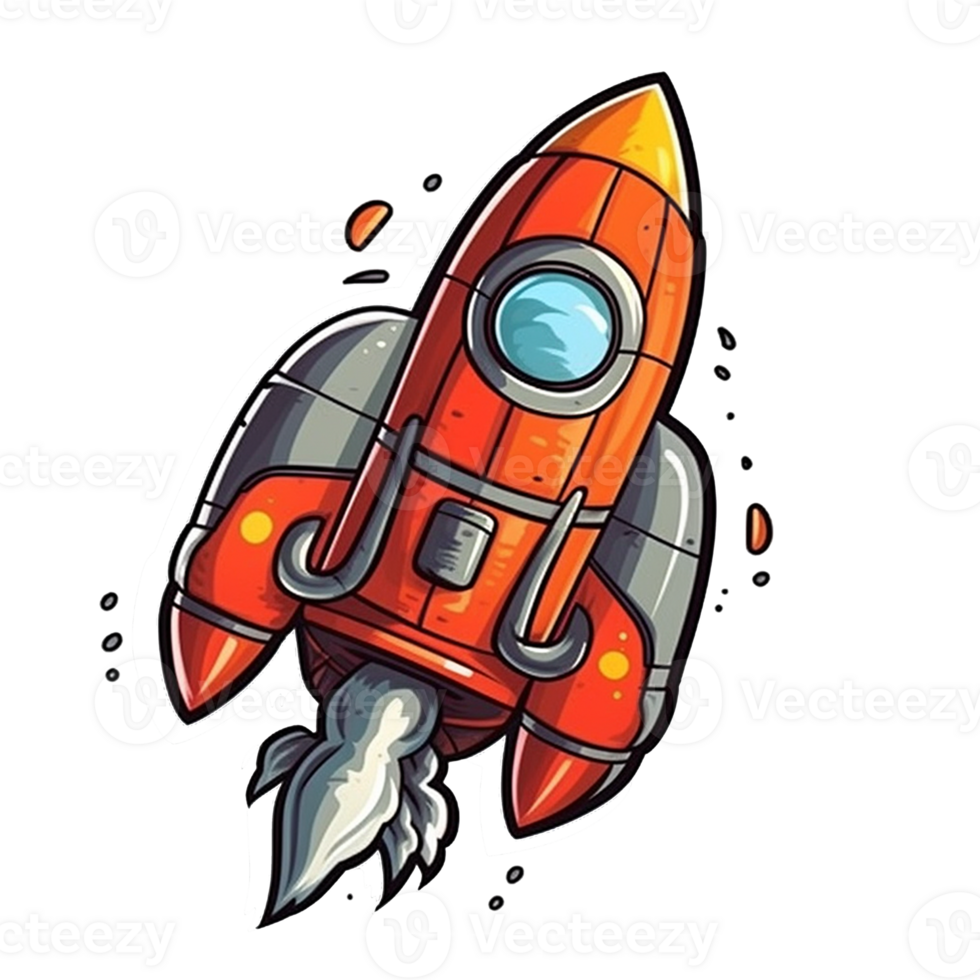 rocket cartoon digital illustration, , transparent background png