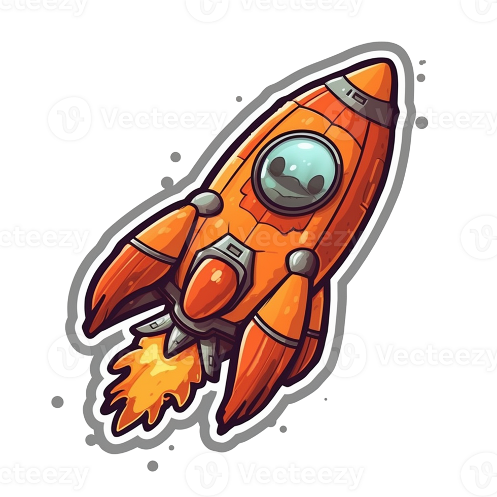 rocket cartoon digital illustration, , transparent background png