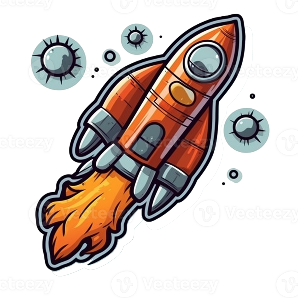 rocket cartoon digital illustration, , transparent background png