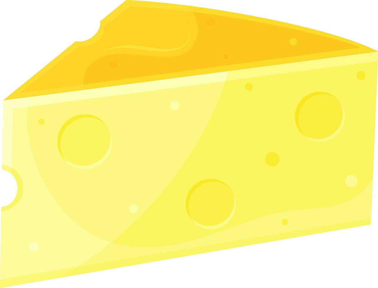 color vector illustration of cheese, slice of cheese, triangular piece of cheese, dairy products