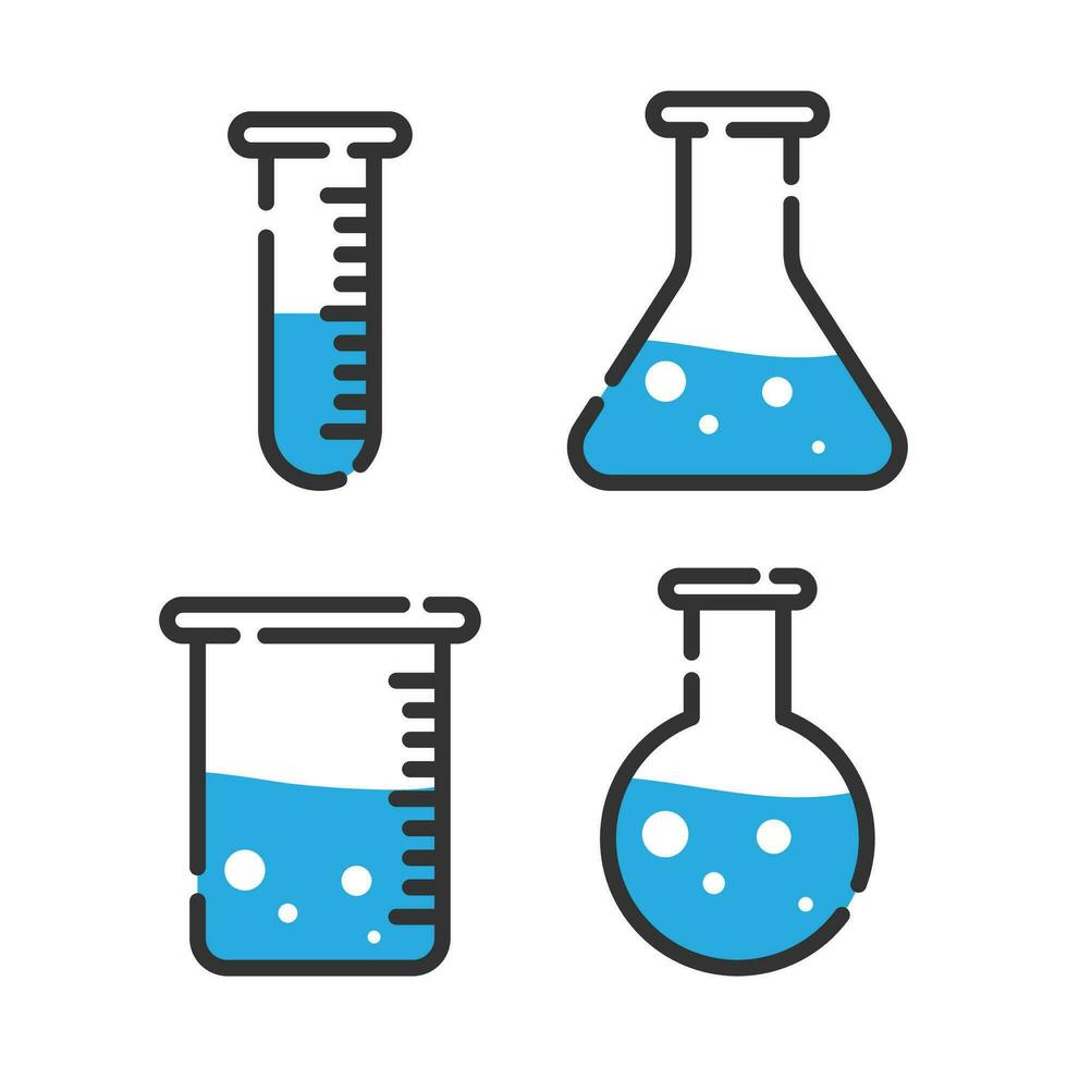 Ciencias icono, prueba tubo química matraz icono, vector ilustración