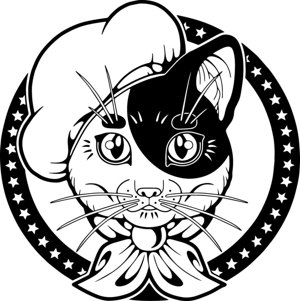 linda gato cocinero, logo diseño vector