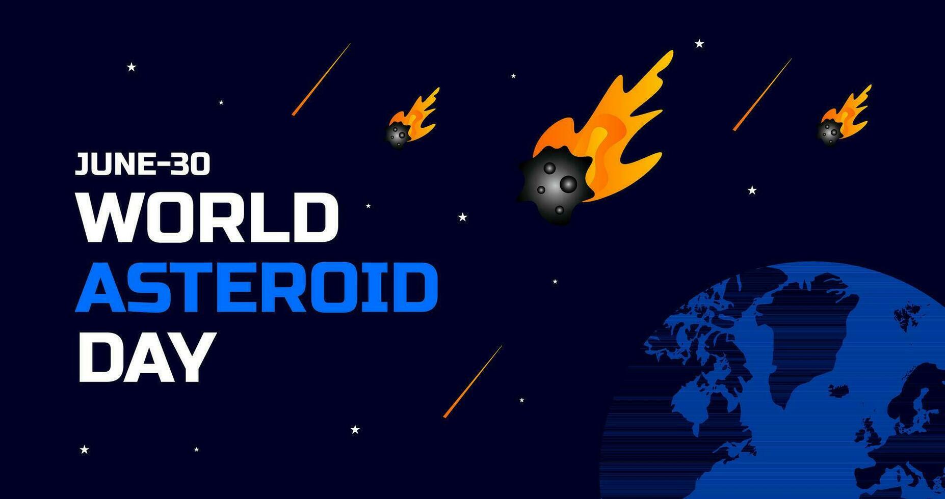 World Asteroid Day background or banner design template with black sky with star and Asteroid  design. vector