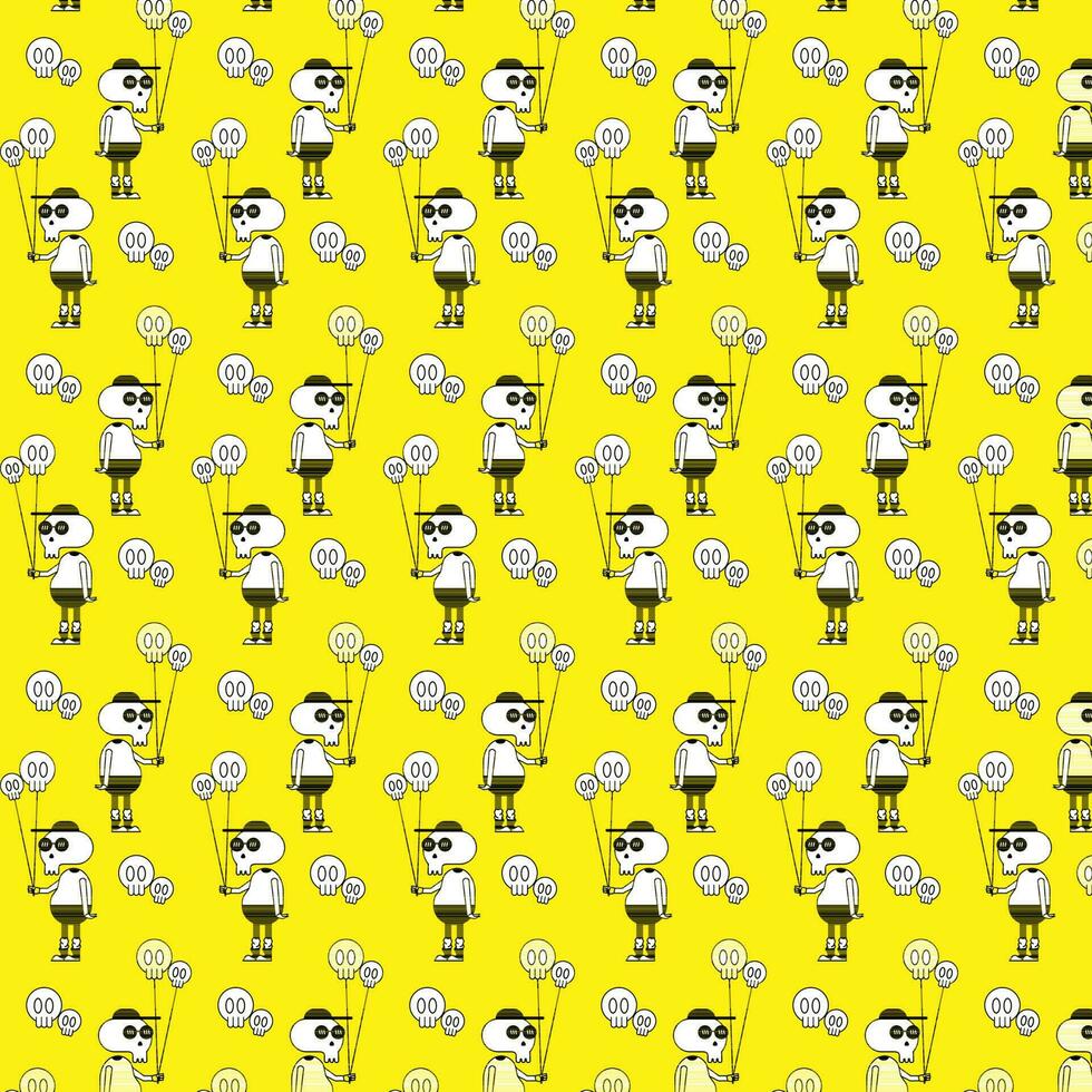 cute skull pattern vector for tee print and background wallpaper
