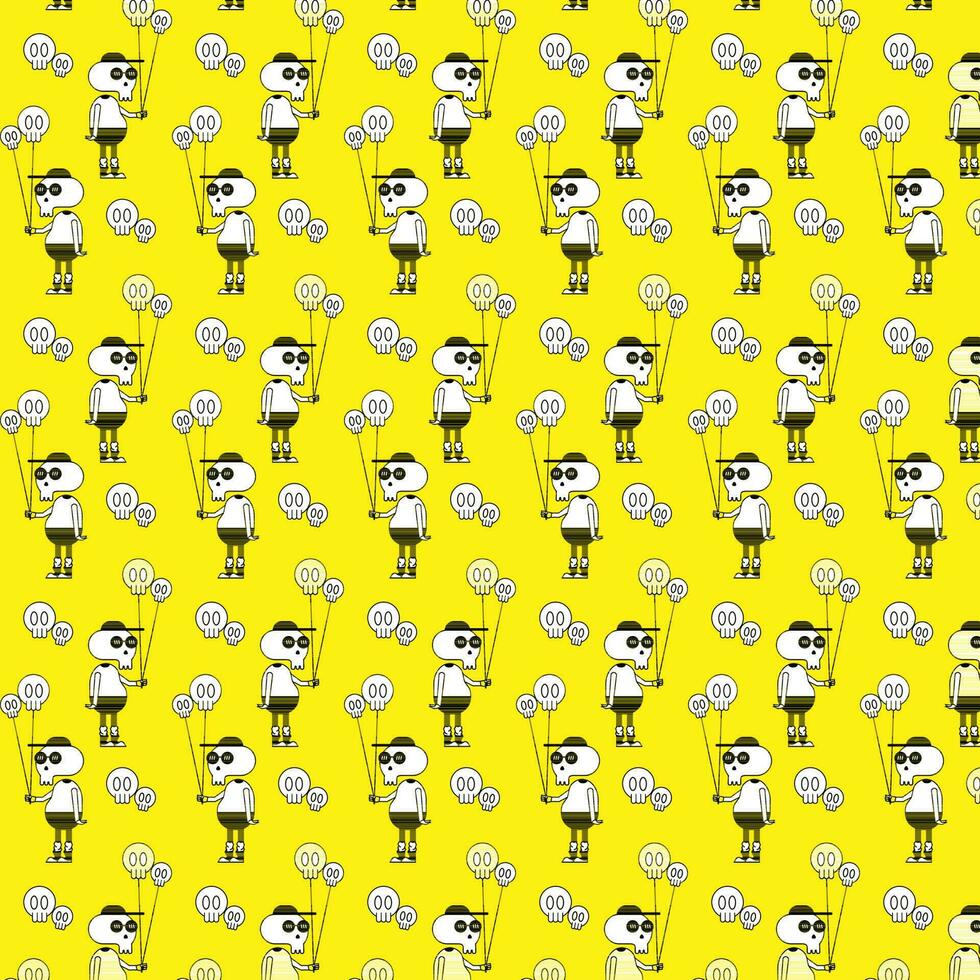 cute skull pattern vector for tee print and background wallpaper