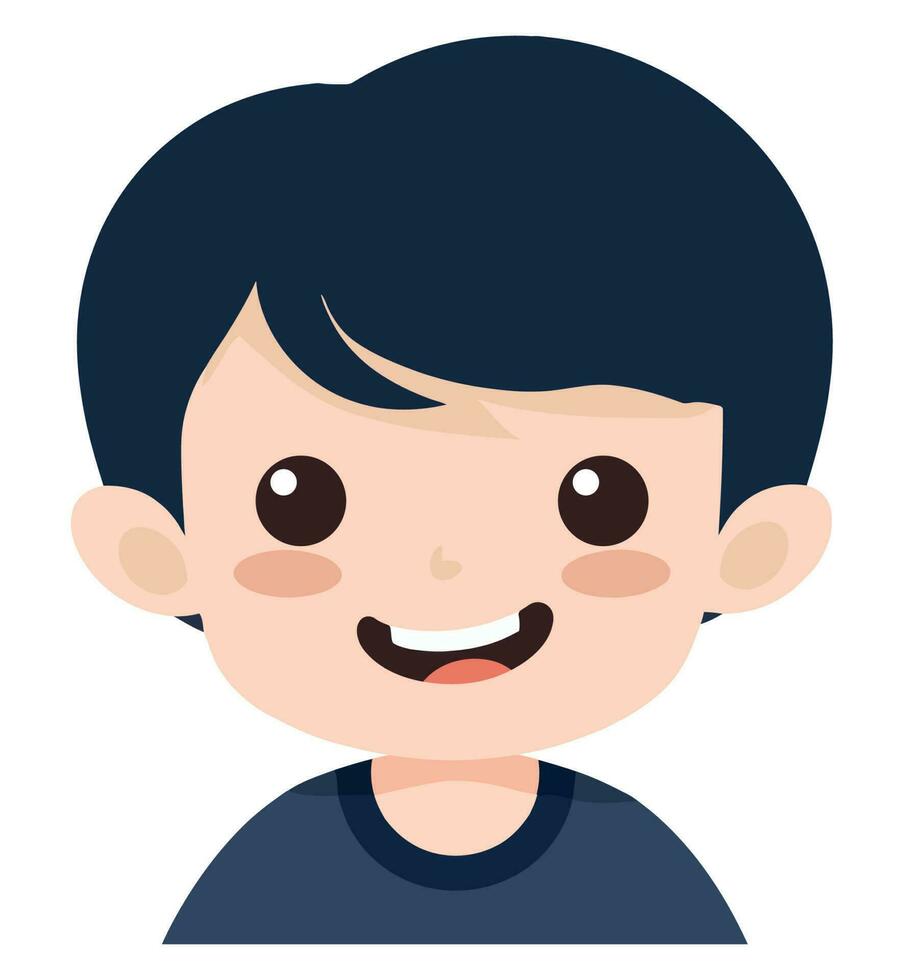 Cheerful boy with cute avatar over white vector