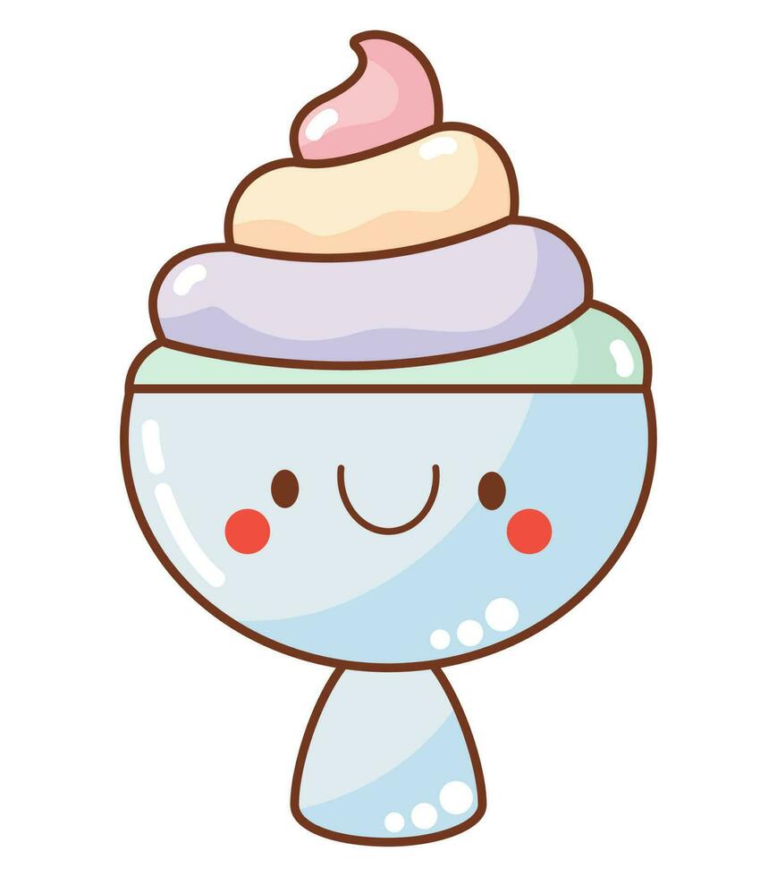 kawaii ice cream cup vector