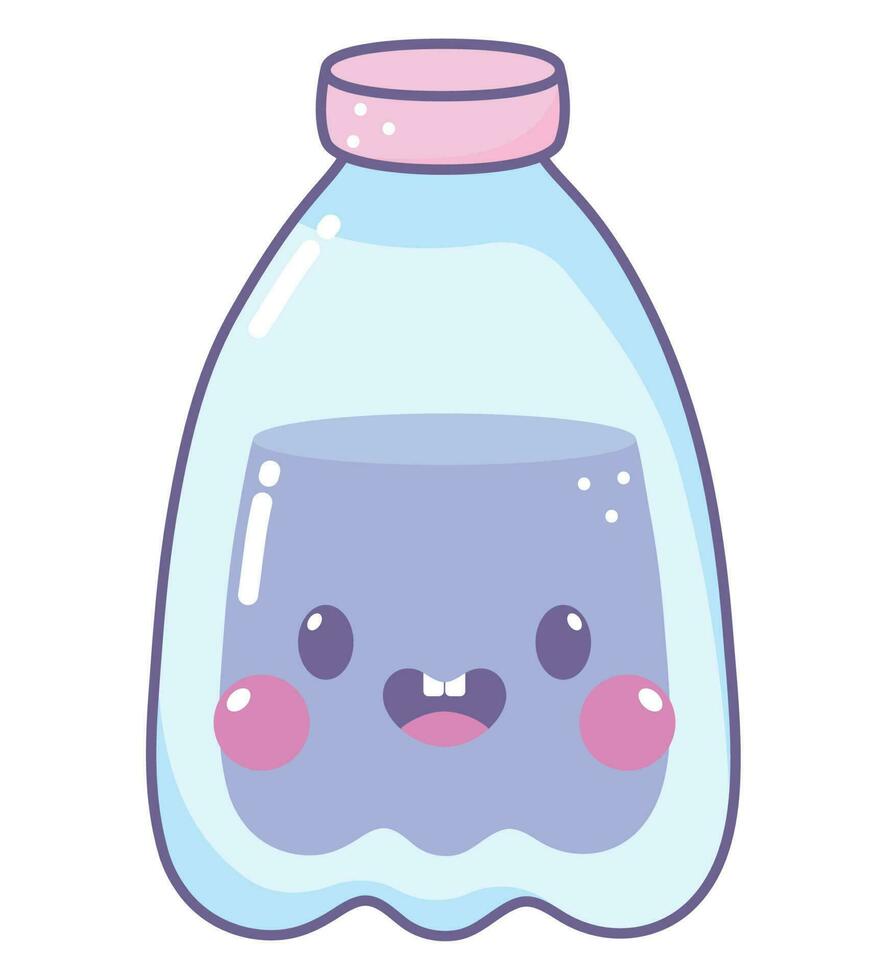 kawaii plastic bottle vector