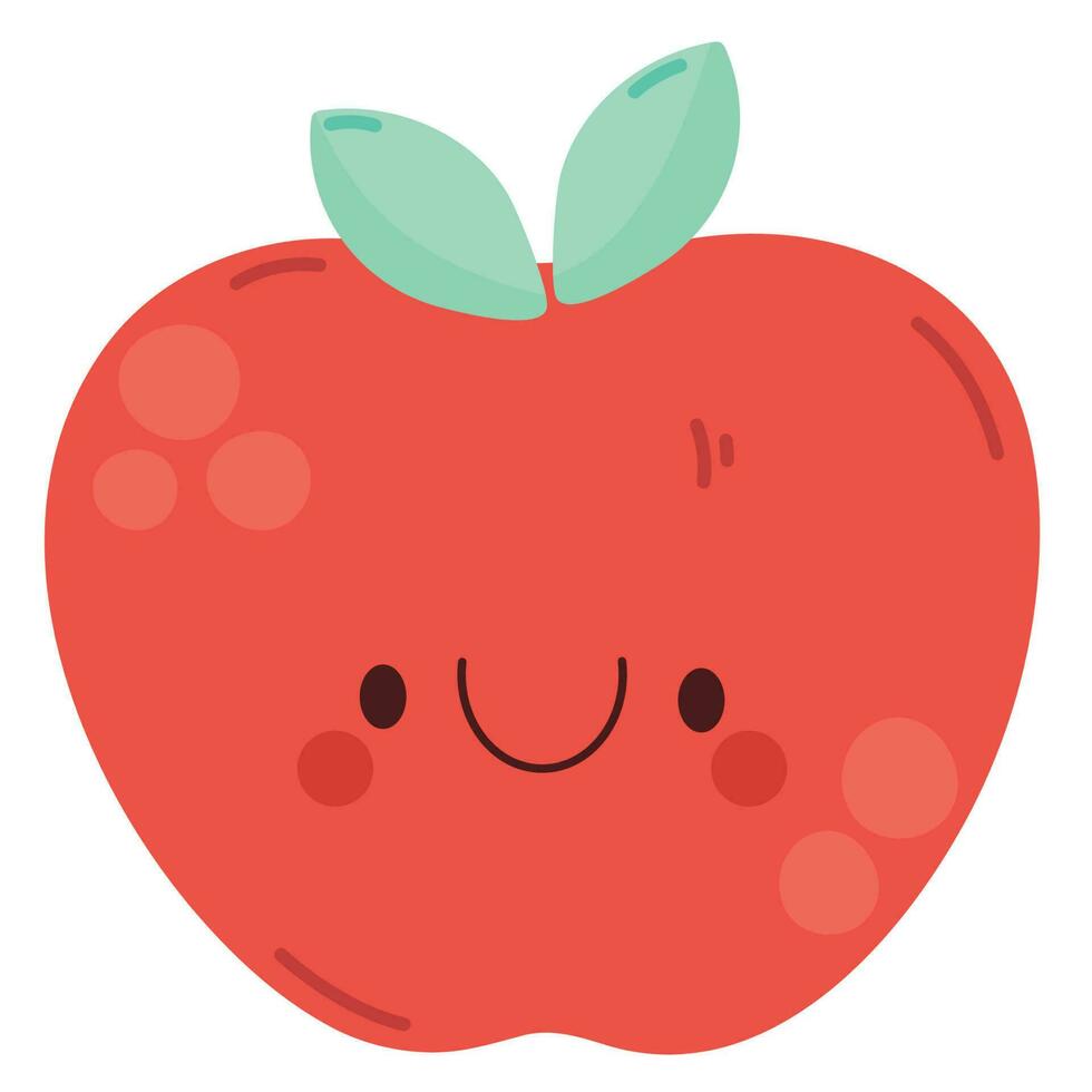 kawaii manzana diseño terminado blanco vector