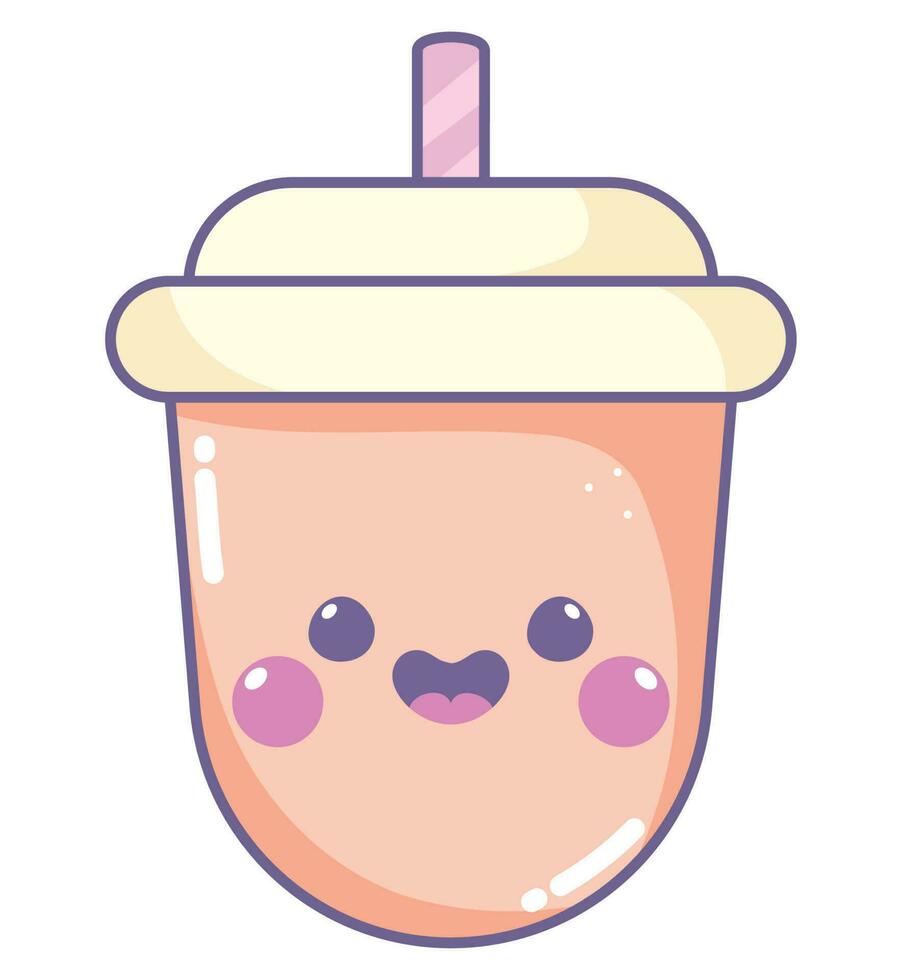 kawaii jugo taza vector