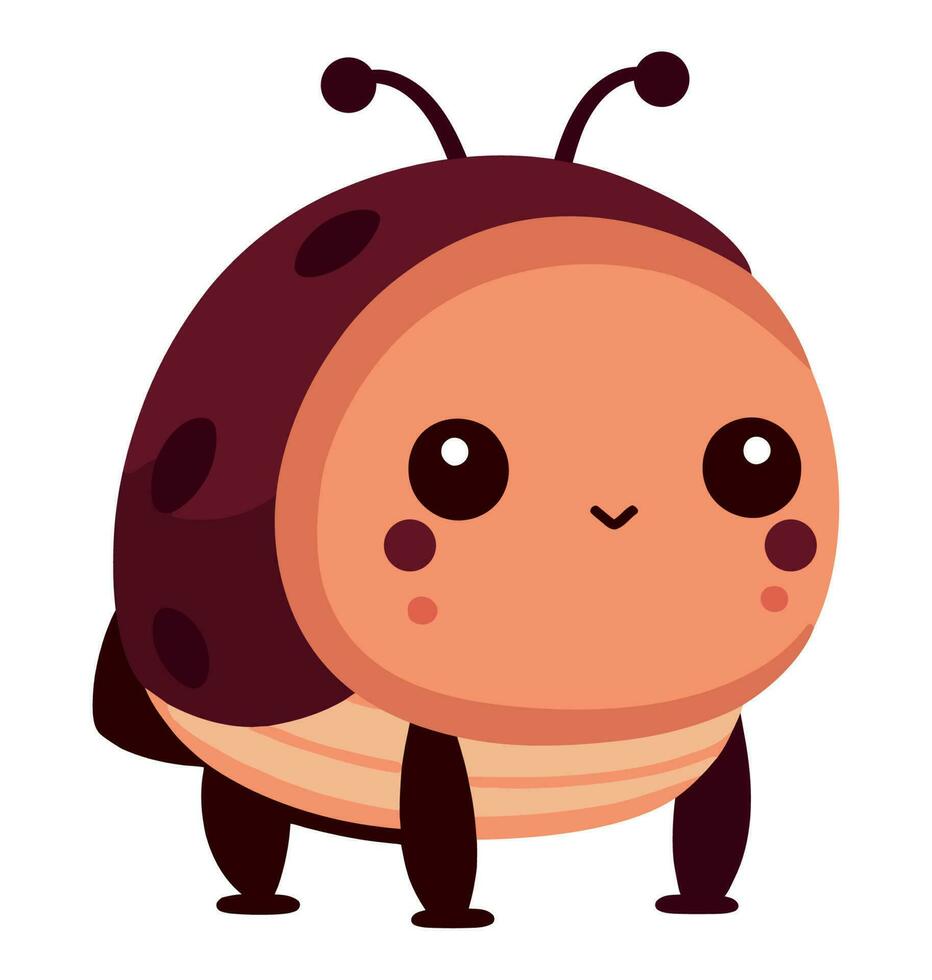 Cute cartoon beetle mascot smiling on white . vector