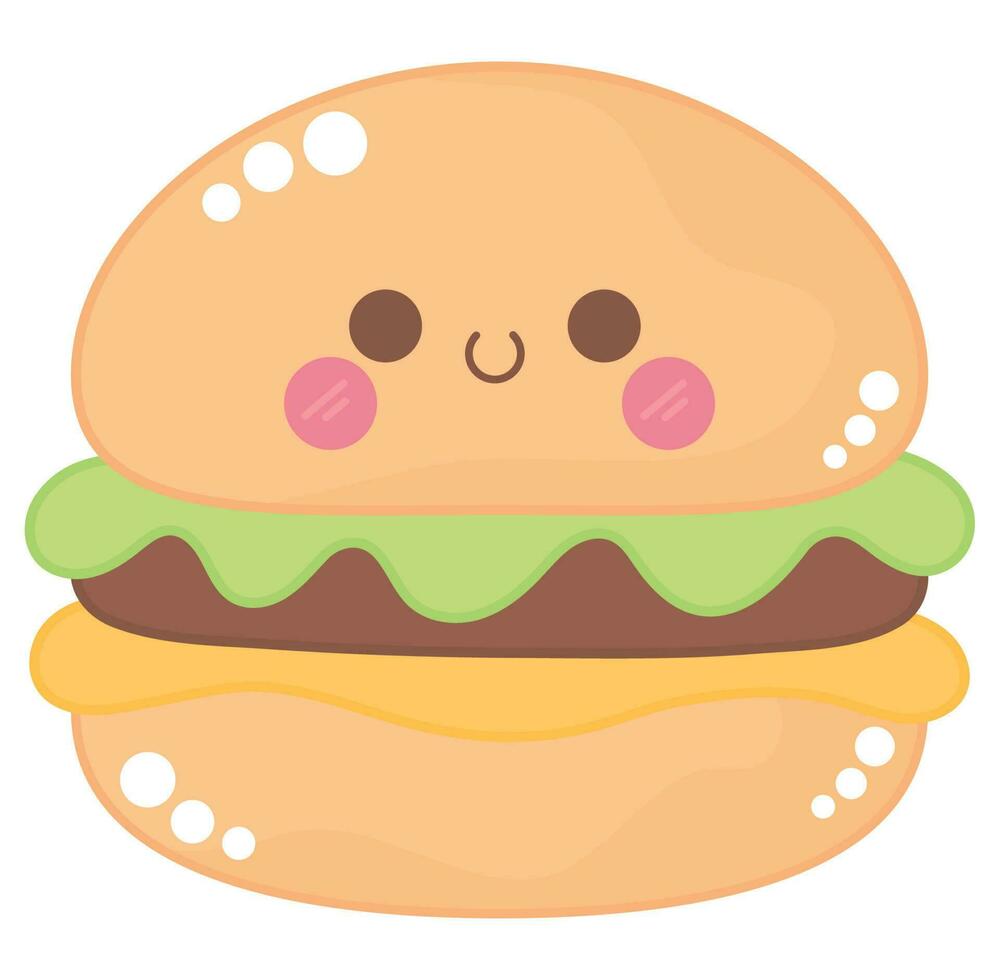 kawaii hamburguesa diseño terminado blanco vector