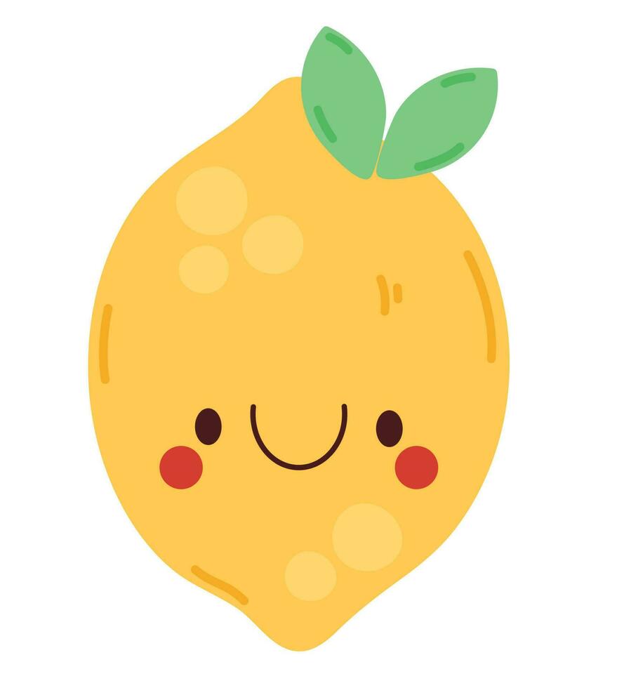 kawaii yellow lemon over white vector