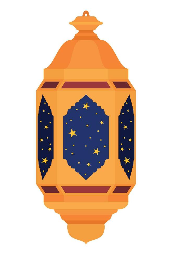 golden islamic lantern over white vector