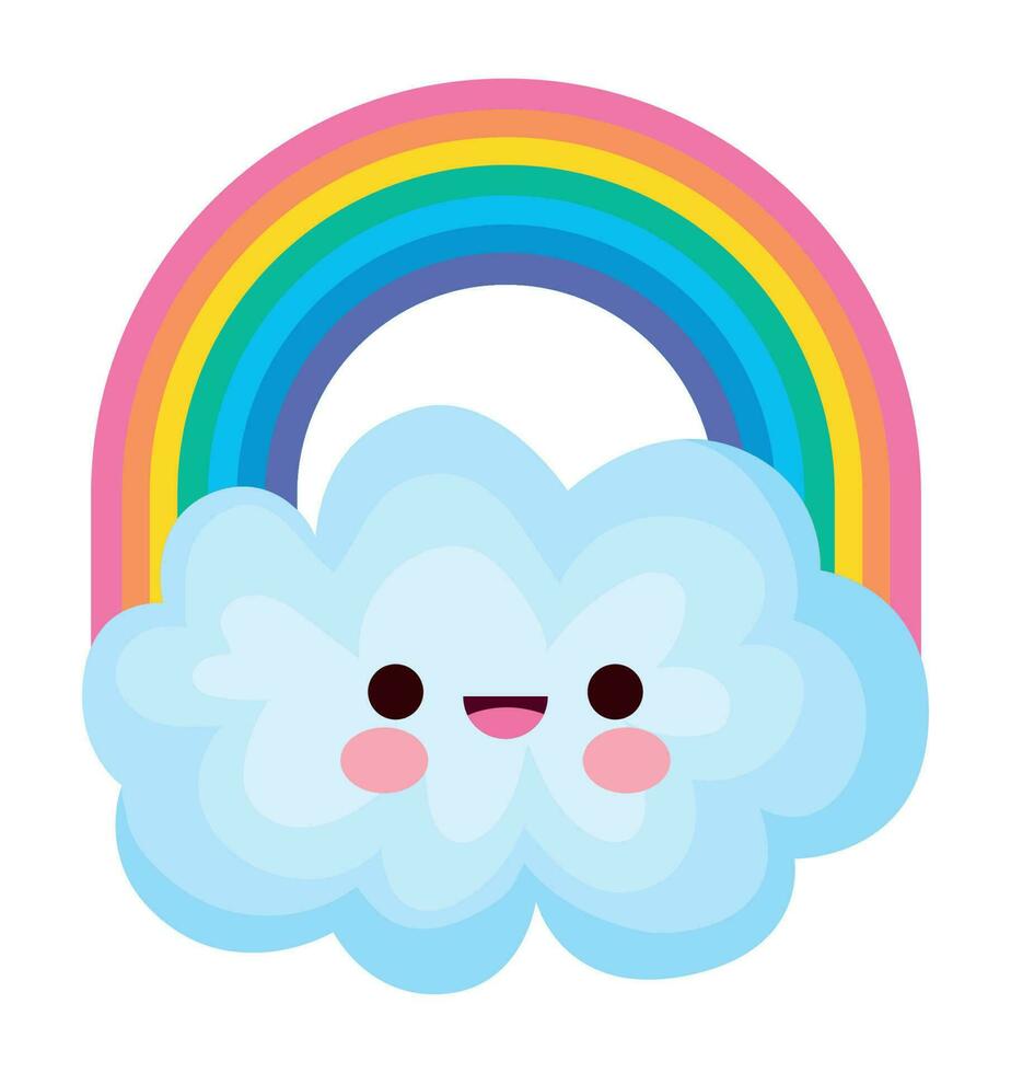 kawaii rainbow design over white vector