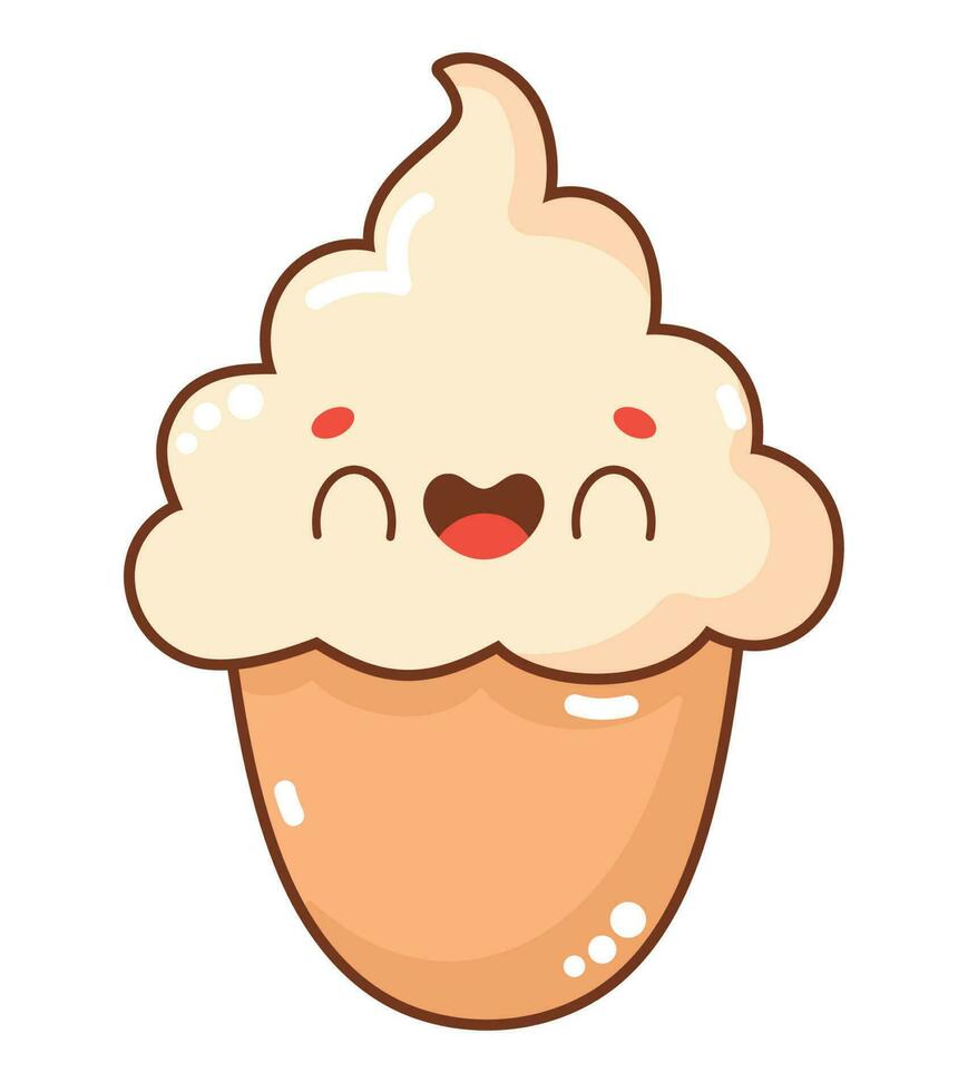 kawaii ice cream over white vector