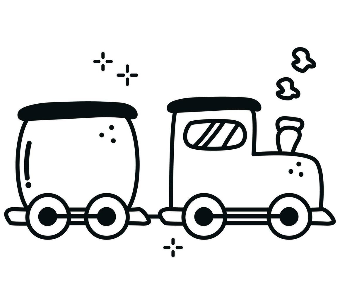 hand drawn train illustration over white vector
