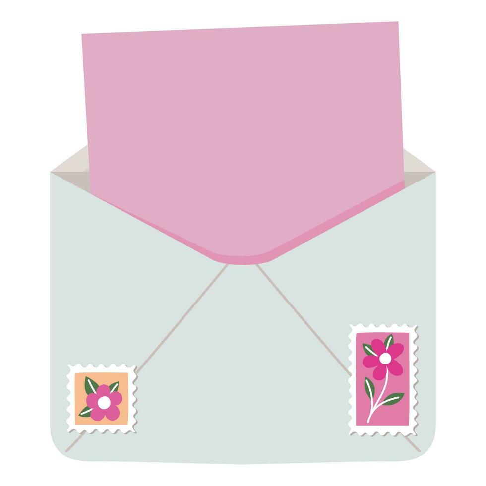 love letter image with stamps vector