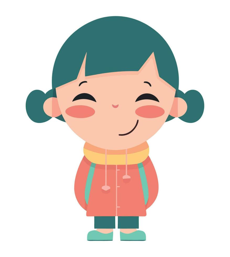 Smiling toddler with cute clothes over white vector