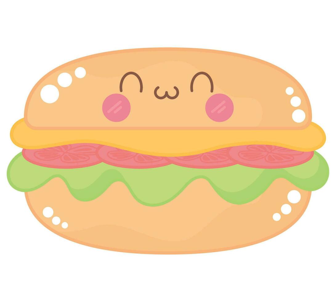 kawaii burger illustration over white vector