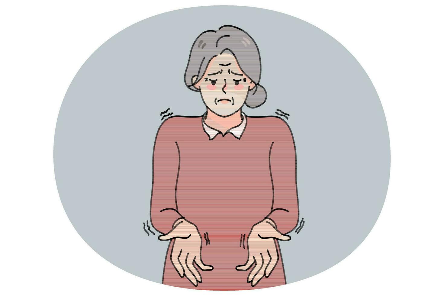 Sick old woman suffer from Parkinson disease vector