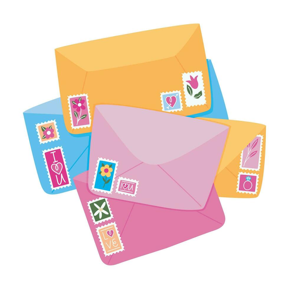 love letters image over white vector