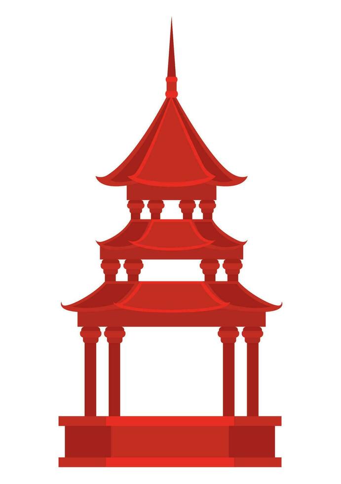red chinese temple over white vector