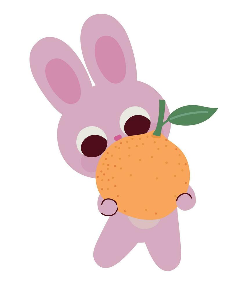 pink rabbit vector with an orange