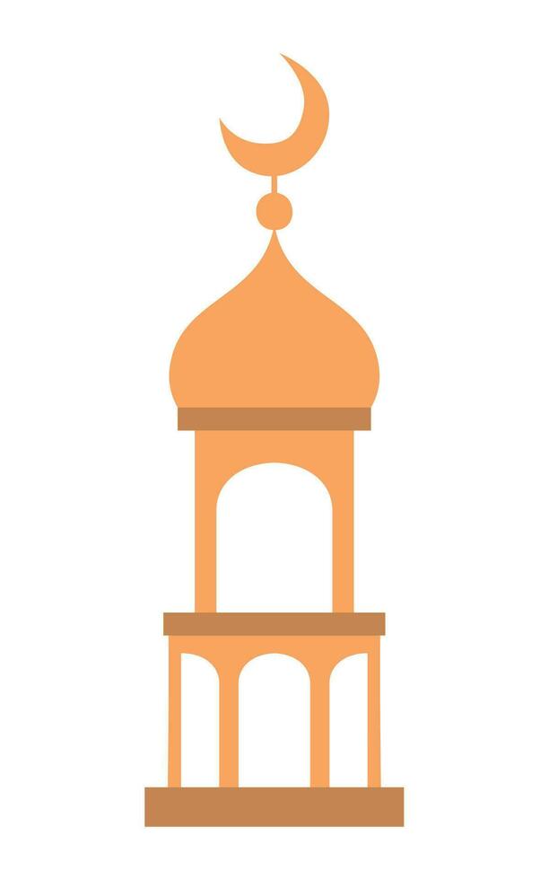 moon islamic tower over white vector
