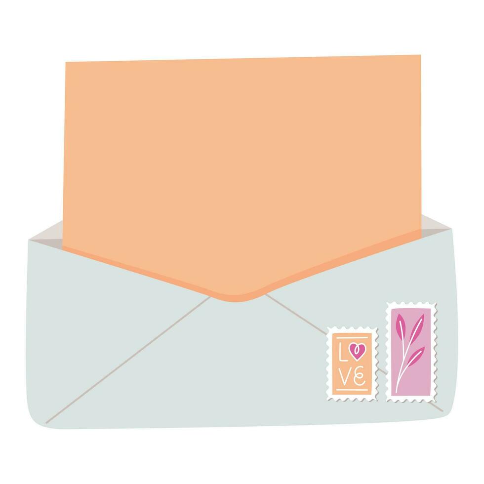 love letter icon with stamps vector