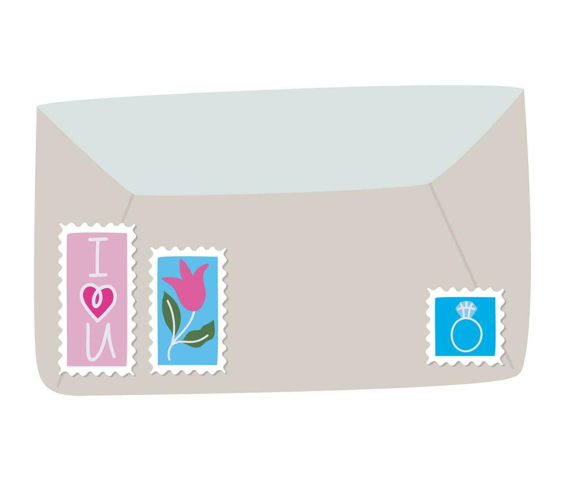 colored envelope icon with stamps vector