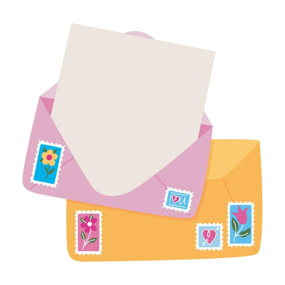 love letters design with stamps vector
