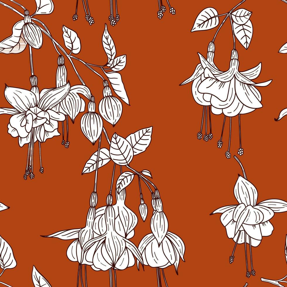 Vintage seamless pattern with fuchsia flowers vector