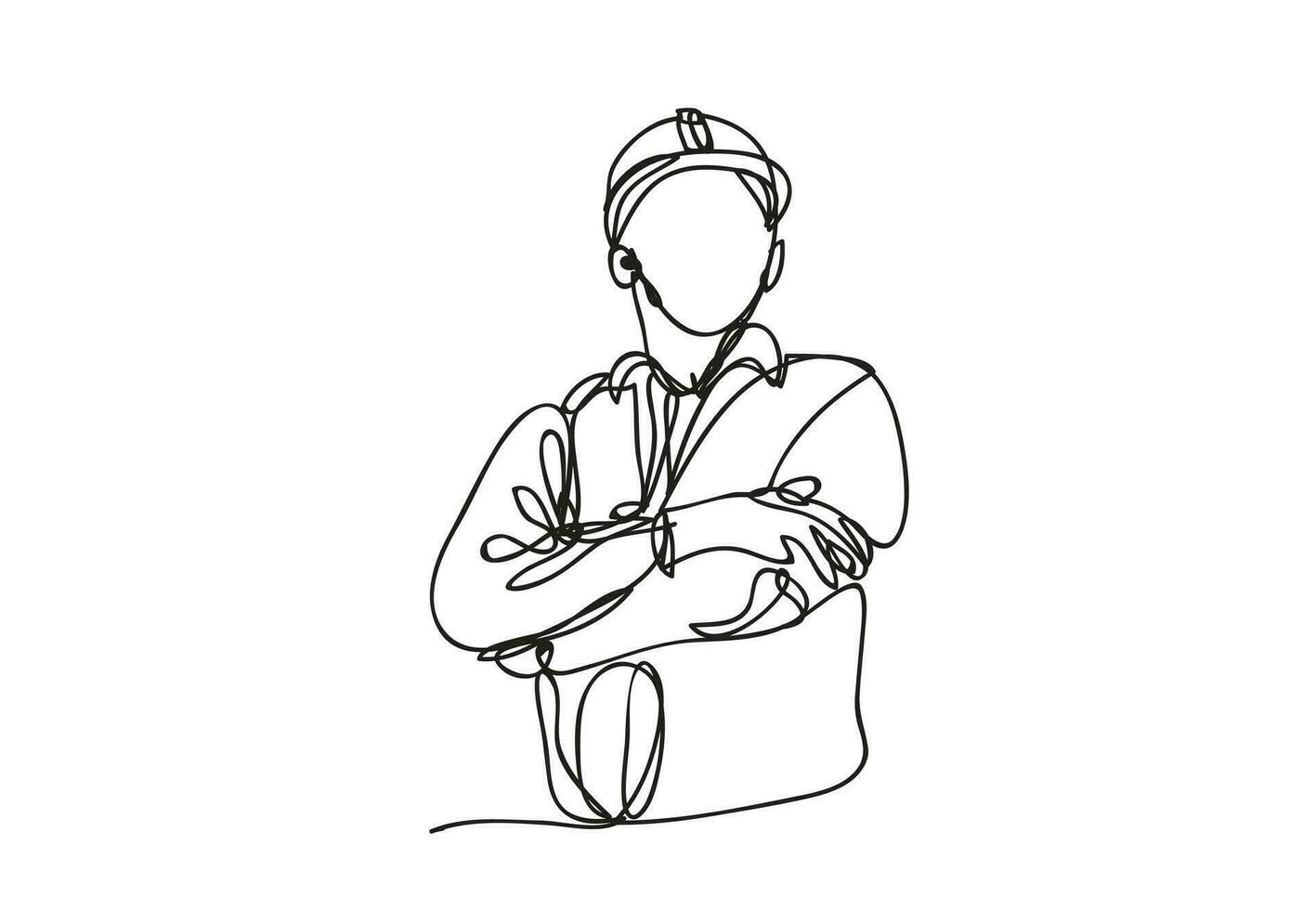 continuous line art , Civil engineer, Architects and worker, vector