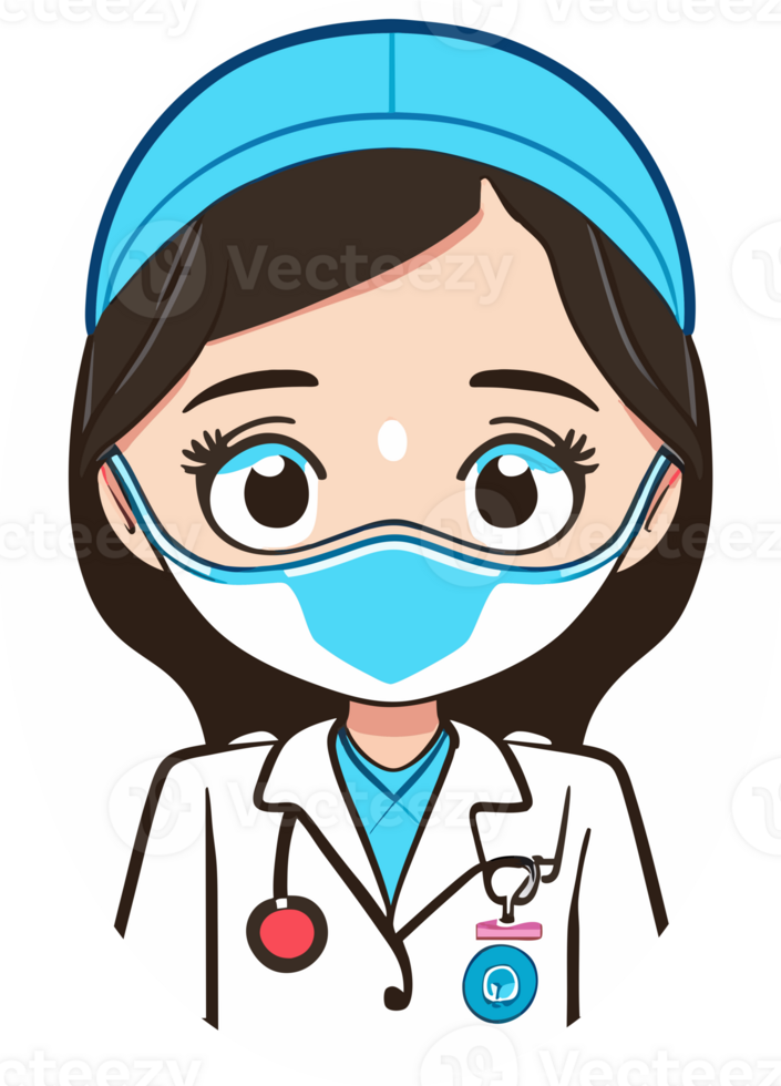 femmina medico nel un' medico maschera. illustrazione nel cartone animato stile. generativo ai png